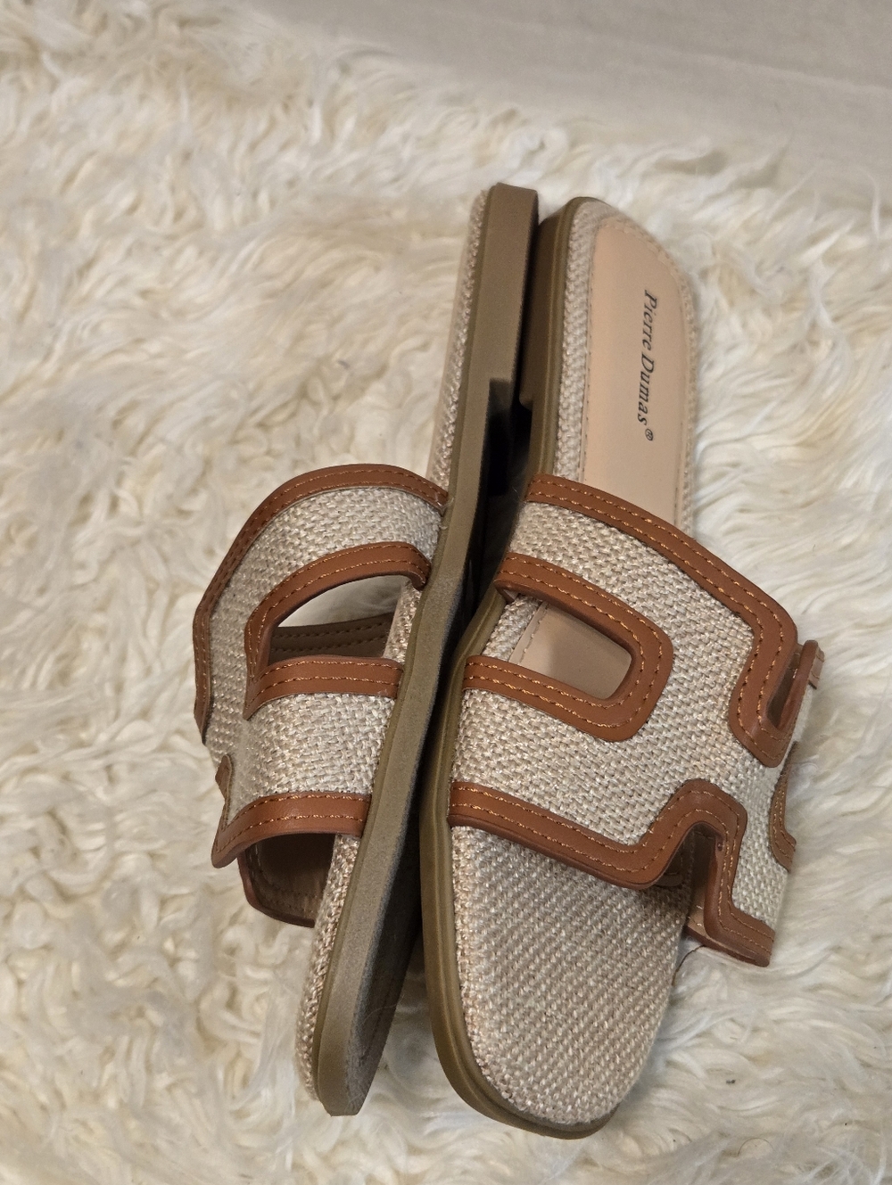 Casual Brown & Beige Slide Sandals - Women - Picture 9 of 10
